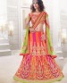 wedant FAshion Wedding Heavy Work Dulhan Collection Self Design Lahengha Choli Multi & Green & Pink